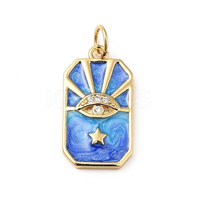 Rack Plating Brass Micro Pave Cubic Zirconia Pendants KK-H431-35G-1