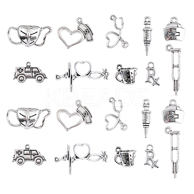100pcs 10 Styles Tibetan Style Alloy Pendants TIBEP-CJ0001-44-1