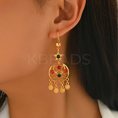 Moon with Star Alloy Chandelier Earrings KY9865-1