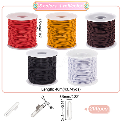 5 Rolls Round Elastic Beading Cord EW-GA0001-01-1
