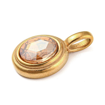 Golden Plated 304 Stainless Steel Rhinestone Pendants STAS-Q253-01G-03-1