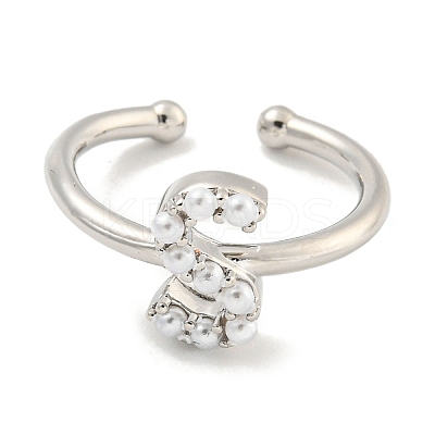 Rack Plating Brass Open Cuff Rings for Women RJEW-F162-01P-S-1