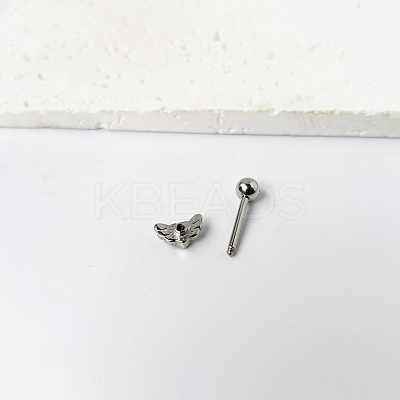 Angel Wing Heart 316L Surgical Stainless Steel Pave Cubic Zirconia Tongue Rings FS-WG901EE-04-1