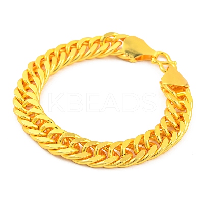 Brass Cuban Link Chain Bracelets BJEW-G710-01G-1