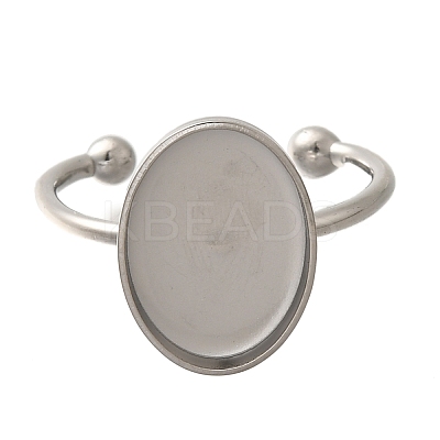 304 Stainless Steel Open Cuff Ring Components STAS-M057-01E-P-1