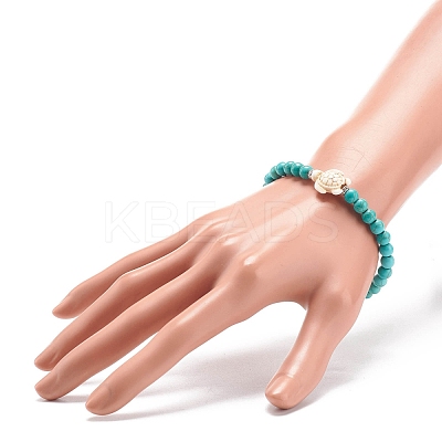 Synthetic Turquoise(Dyed) Ocean Theme Beaded Stretch Bracelet BJEW-JB08577-1