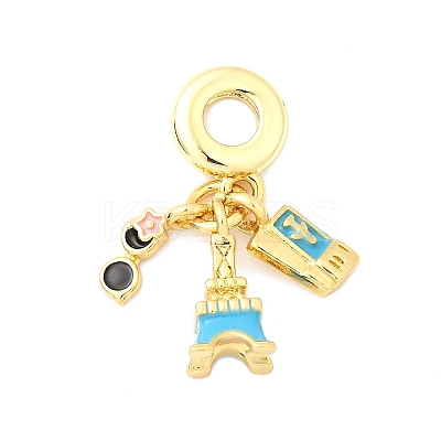 Brass Micro Pave Clear Cubic Zirconia European Dangle Charms KK-F904-03C-G-1