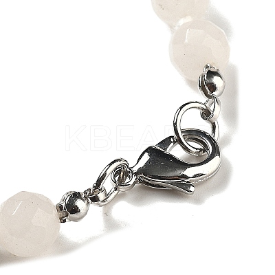 8mm Faceted Round Natural White Jade Beaded Necklaces NJEW-F327-01A-06-1