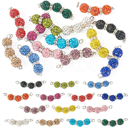 14Pcs 14 Colors Polymer Clay Rhinestone Ball Connector Charms PALLOY-TAC0145-1