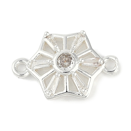 Brass Clear Cubic Zirconia Connector Charms KK-I719-02S-1