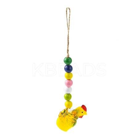 Easter Theme Plastic Rooster Pendant Decorations HJEW-TAC0013-14C-1
