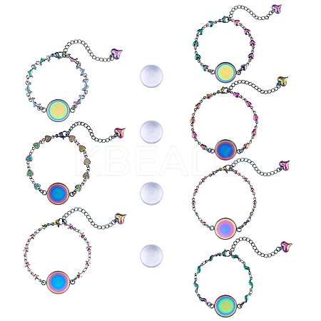DIY Rainbow Color Blank Dome Link Bracelet Making Kit DIY-SZ0009-08-1