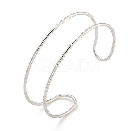 Non-Tarnish Hollowed 304 Stainless Steel Cuff Bangles for Women Men BJEW-P331-02P-1
