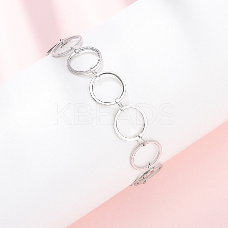 304 Stainless Steel Ring Link Chain Bracelets BJEW-P373-02D-P-1
