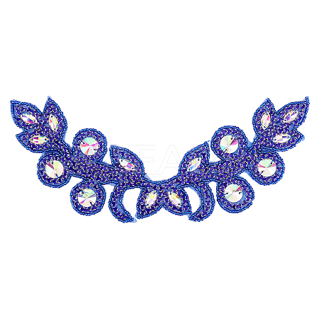Flower Pattern Rhinstone Appliques AJEW-FG0002-40C-1