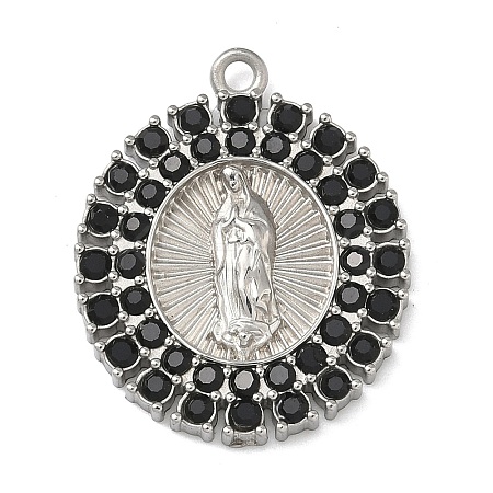 304 Stainless Steel & Rhinestone Pendants STAS-G371-09H-02P-1