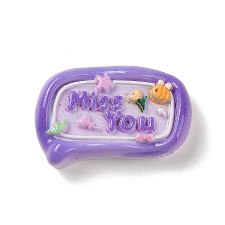 Rectangle Cartoon Word Miss You Opaque Resin Decoden Cabochons LS-RESI-R447-02B-1
