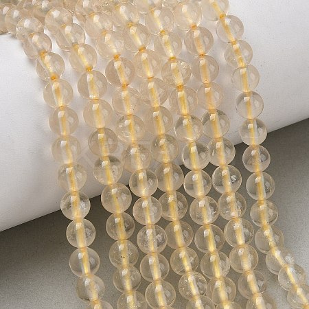 Natural Lemon Quartz(Heated) Beads Strands G-K365-F02-6mm-1