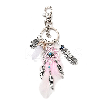 Alloy & Glass Pendant Keychain FEAT-PW0001-096C-1