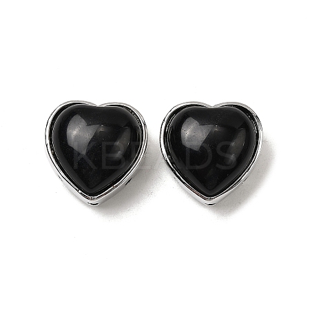 Brass Pave Natural Obsidian Heart Multi-Strand Links G-B149-13P-07-1