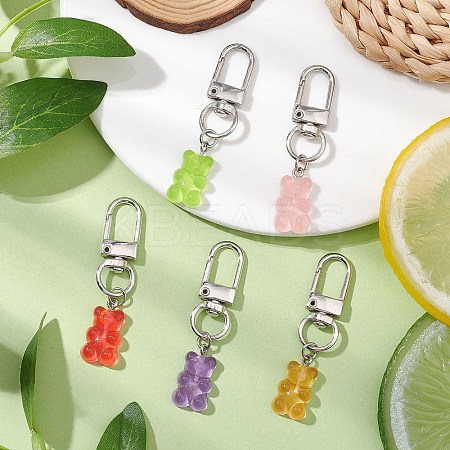 Bear Resin Pendant Decoration HJEW-JM02599-1