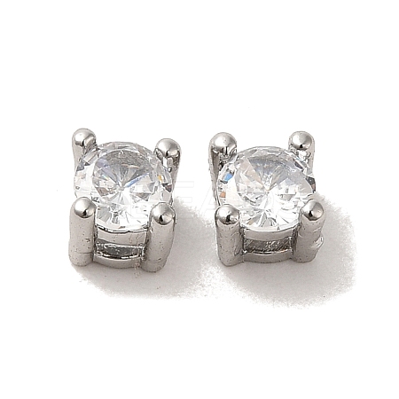 Brass with Single Clear Cubic Zirconia Beads KK-H461-09C-P-1