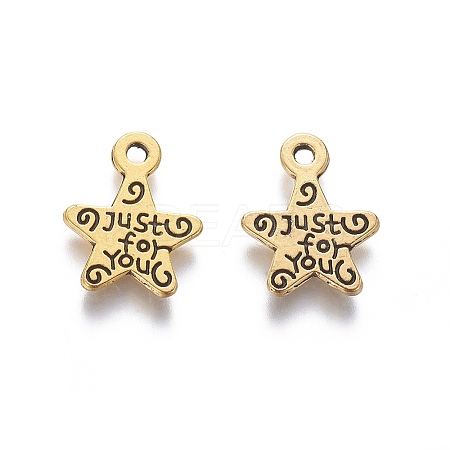Gift Ideas for Men On Valentines Day Tibetan Style Alloy Star Carved Word Just for You Message Charms LS-X-GLF1272Y-NF-1