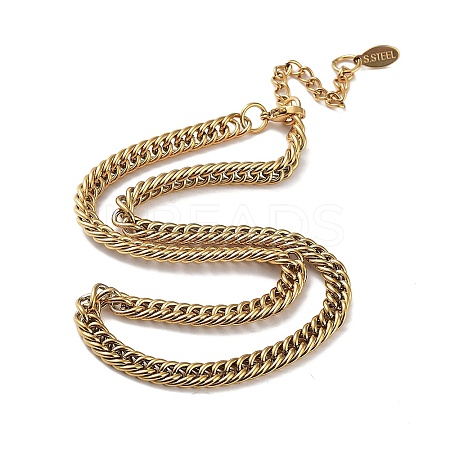 Ion Plating(IP) 304 Stainless Steel Cuban Link Chain Necklace NJEW-D045-04G-1