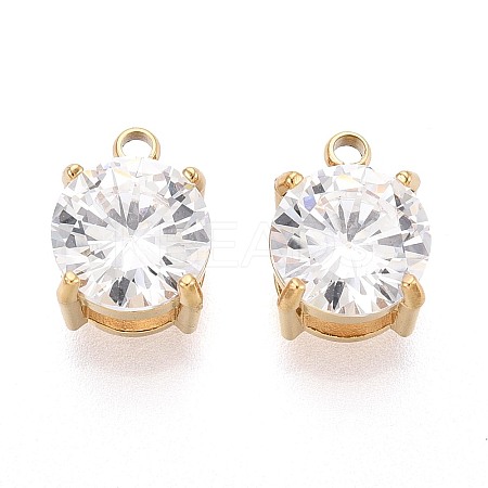 PVD Vacuum Plating Real 18K Gold Plated 304 Stainless Steel Cubic Zirconia Pendants STAS-L278-010G-01-1