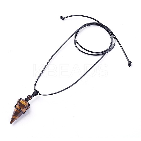 Natural Tiger Eye Pendants Necklaces LS-NJEW-E140-A08-1