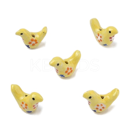 5Pcs Handmade Printed Porcelain Beads PORC-YW0001-27C-1
