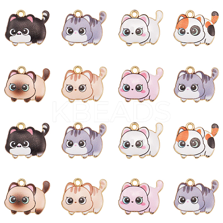 35Pcs 7 Styles Printed Alloy Pendants ENAM-CJ0005-24-1