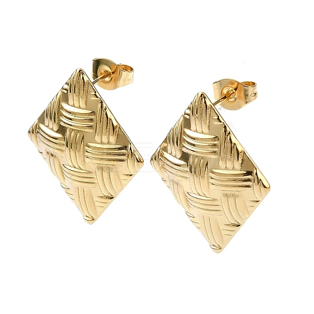 Ion Plating(IP) 201 Stainless Steel Stud Earrings EJEW-K270-21G-1
