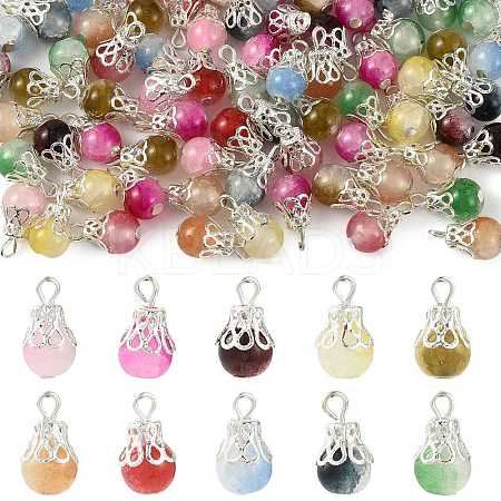 100Pcs 10 Colors Crackle Baking Paint Imitation Jade Glass Charms PALLOY-FS00056-1