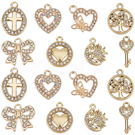 32Pcs 8 Styles Alloy Rhinestone Pendants Sets ALRI-SC0001-56-1