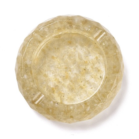 Resin with Natural Citrine Chip Stones Ashtray DJEW-F015-06G-1