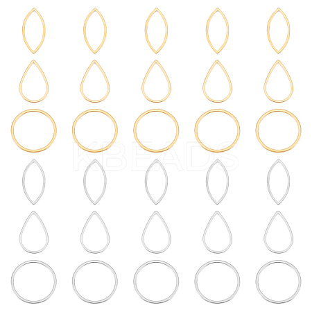 48Pcs 6 Styles Stainless Steel Linking Ring STAS-UN0056-48-1