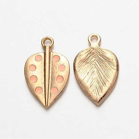 Light Gold Plated Alloy Enamel Leaf Pendants ENAM-J543-02KCG-1