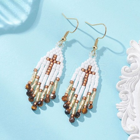 Glass Seed Beads Dangle Earrings EJEW-MZ00737-03-1