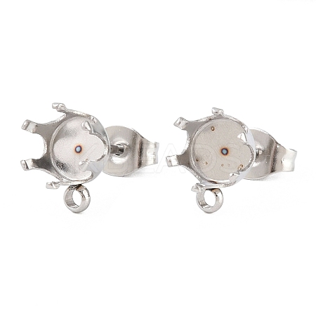 304 Stainless Steel Flat Round Stud Earring Findings STAS-D389-04E-P-1