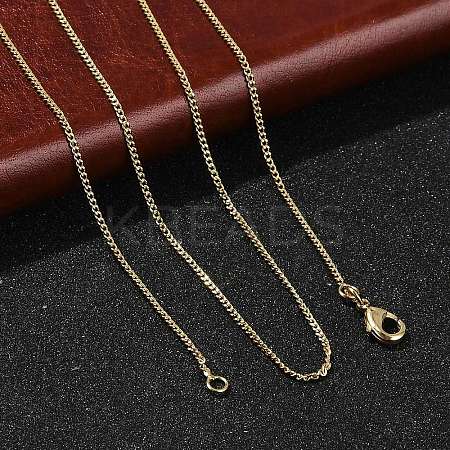 1mm Rack Plating Brass Curb Chain Necklaces for Women Men MAK-L044-26G-1