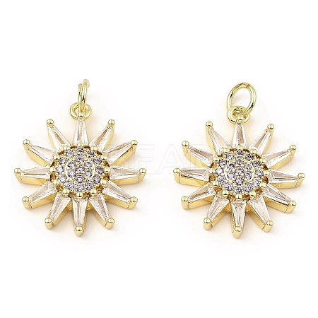 Rack Plating Brass Micro Pave Clear Cubic Zirconia Pendants KK-M253-10G-04-1