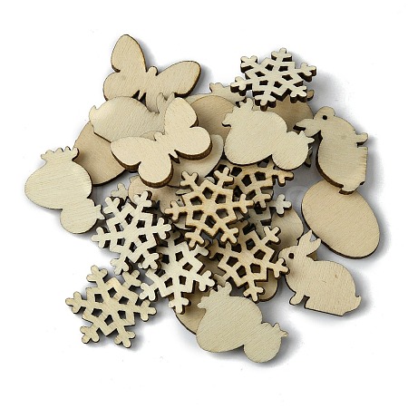 100Pcs Wood Cabochons WOOD-G020-04-1