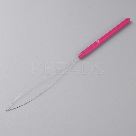 Stainless Steel Hair Extension Loop Needle Threader TOOL-WH0053-29D-1