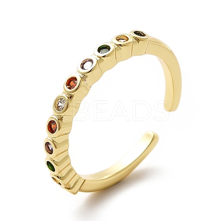 Colorful Cubic Zirconia Open Cuff Ring KK-H439-33G-1