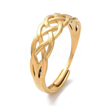 Ion Plating(IP) 304 Stainless Steel Hollow Sailor's Knot Adjustable Rings RJEW-D006-21G-1