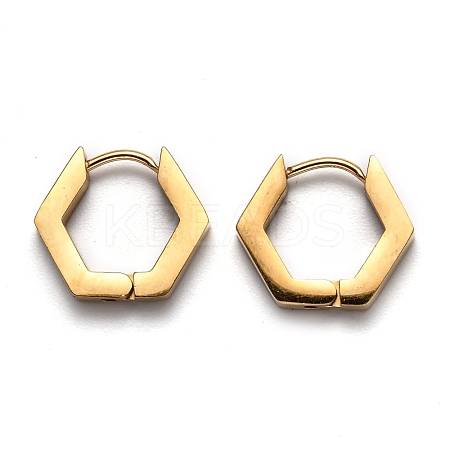 304 Stainless Steel Hexagon Huggie Hoop Earrings STAS-H156-03A-G-1
