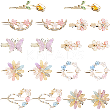 4 Bags 2 Styles Alloy & Resin Clip Hair Barrettes PHAR-SC0001-005-1