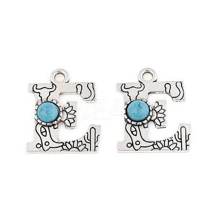 Synthetic Turquoise & Alloy Pendants PALLOY-H146-01AS-E-1