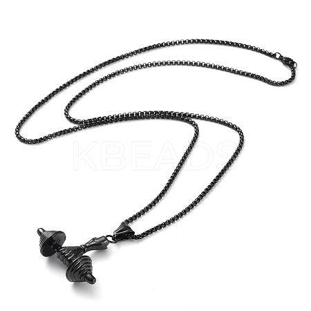 PVD Vacuum Plating 304 Stainless Steel Dumbbell Pendant Necklaces NJEW-Z023-01EB-1